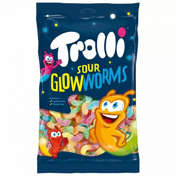 Sour Glow Worms Gummy Sweets Trolli 150g